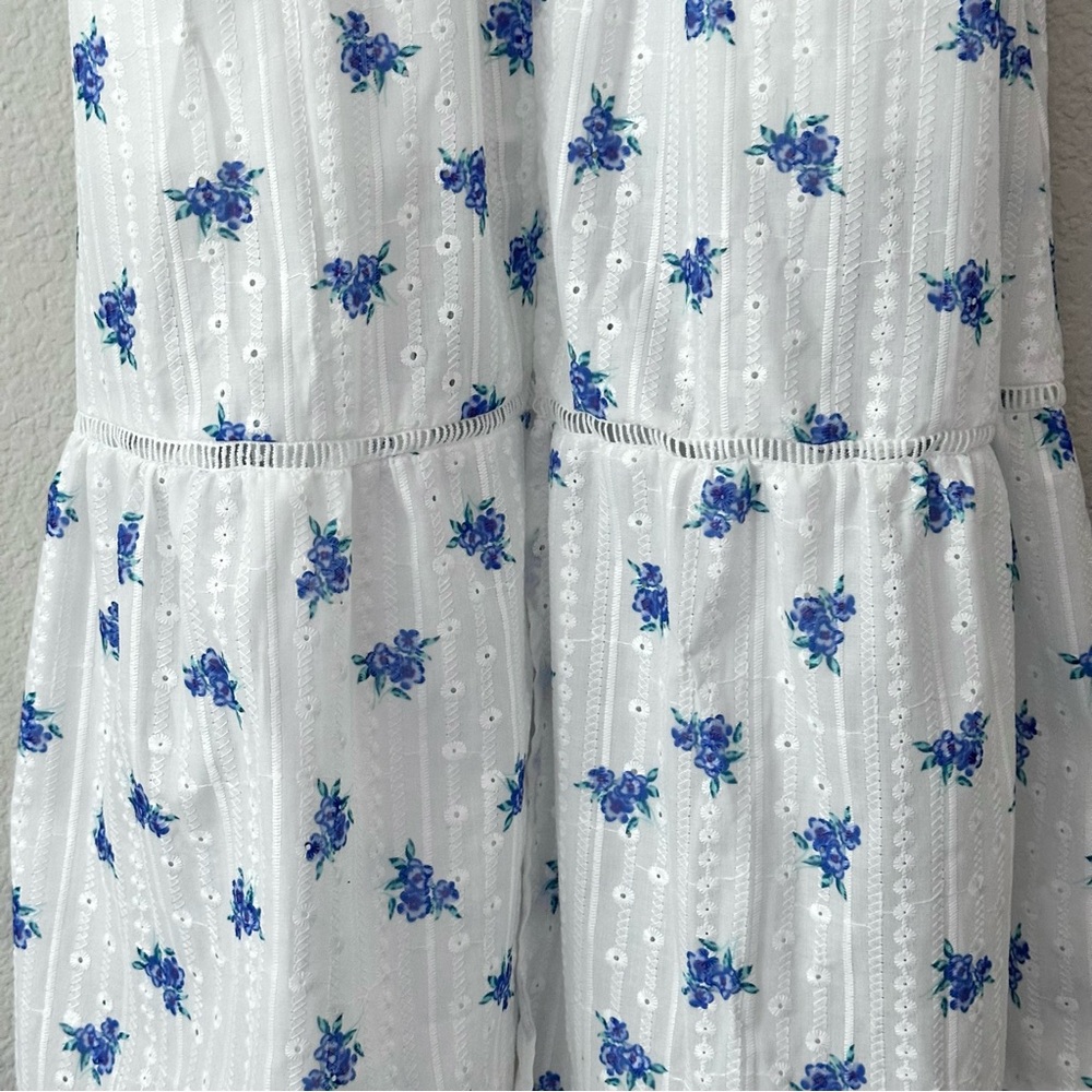 Floral Blue and White Embroidered Maxi Dress - Picture 11 of 11